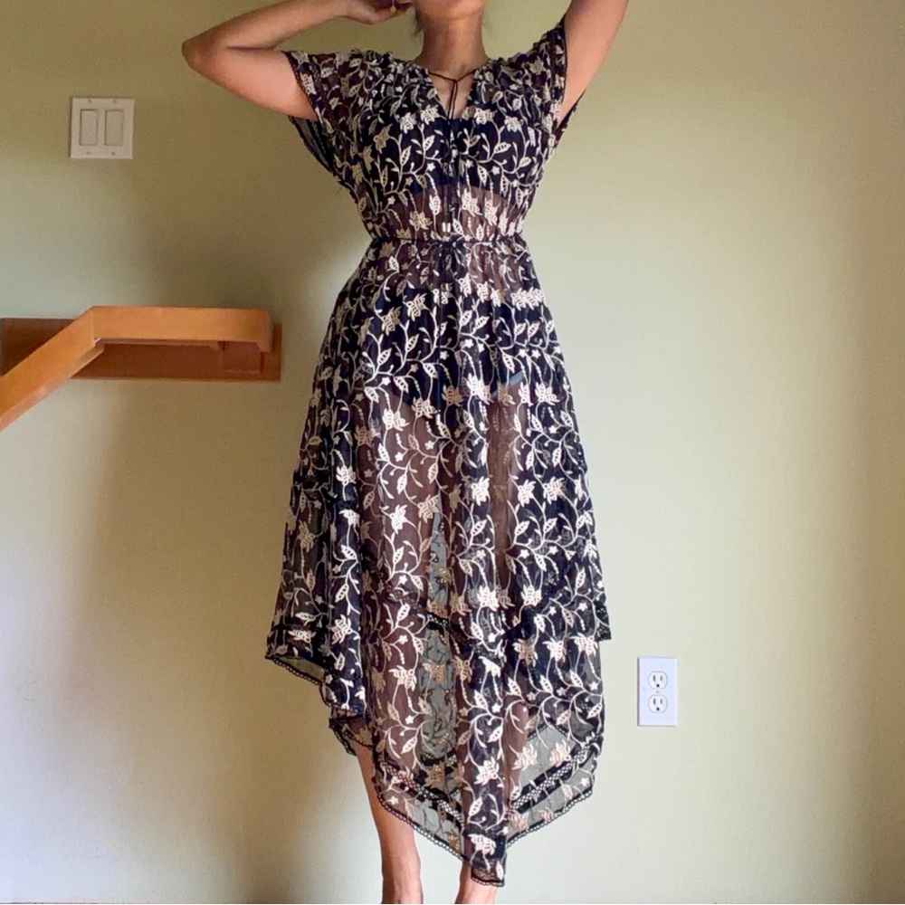 EUC AUTH ZIMMERMANN EMBROIDERED SHEER DRESS
